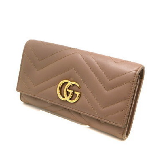 GUCCI GG Marmont Continental Wallet Beige Leather - Picture 1 of 6